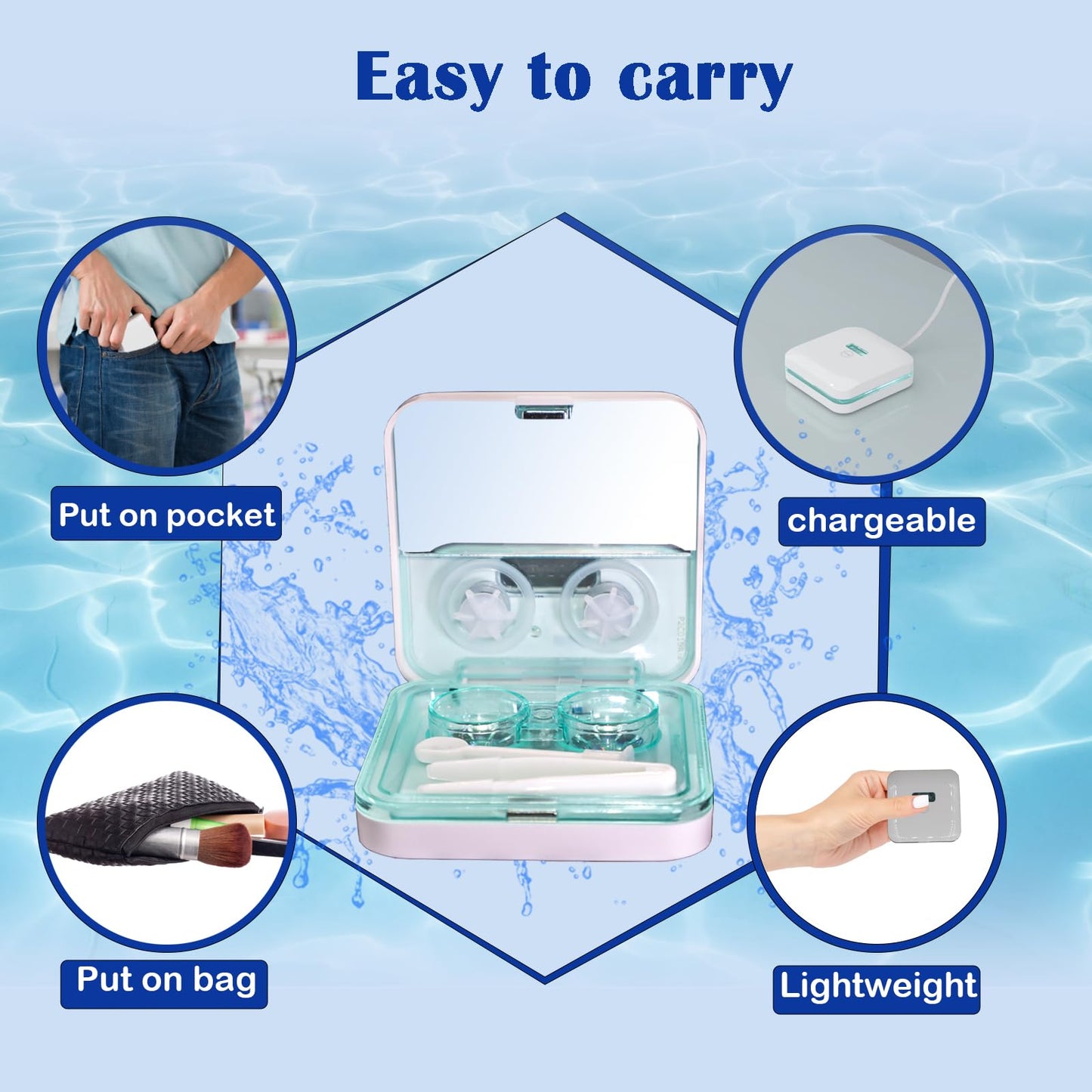 EV Plus UV Cleaning Contact Lens Cleaner โ 3-Pack Ultrasonic UV Lens Care Kit