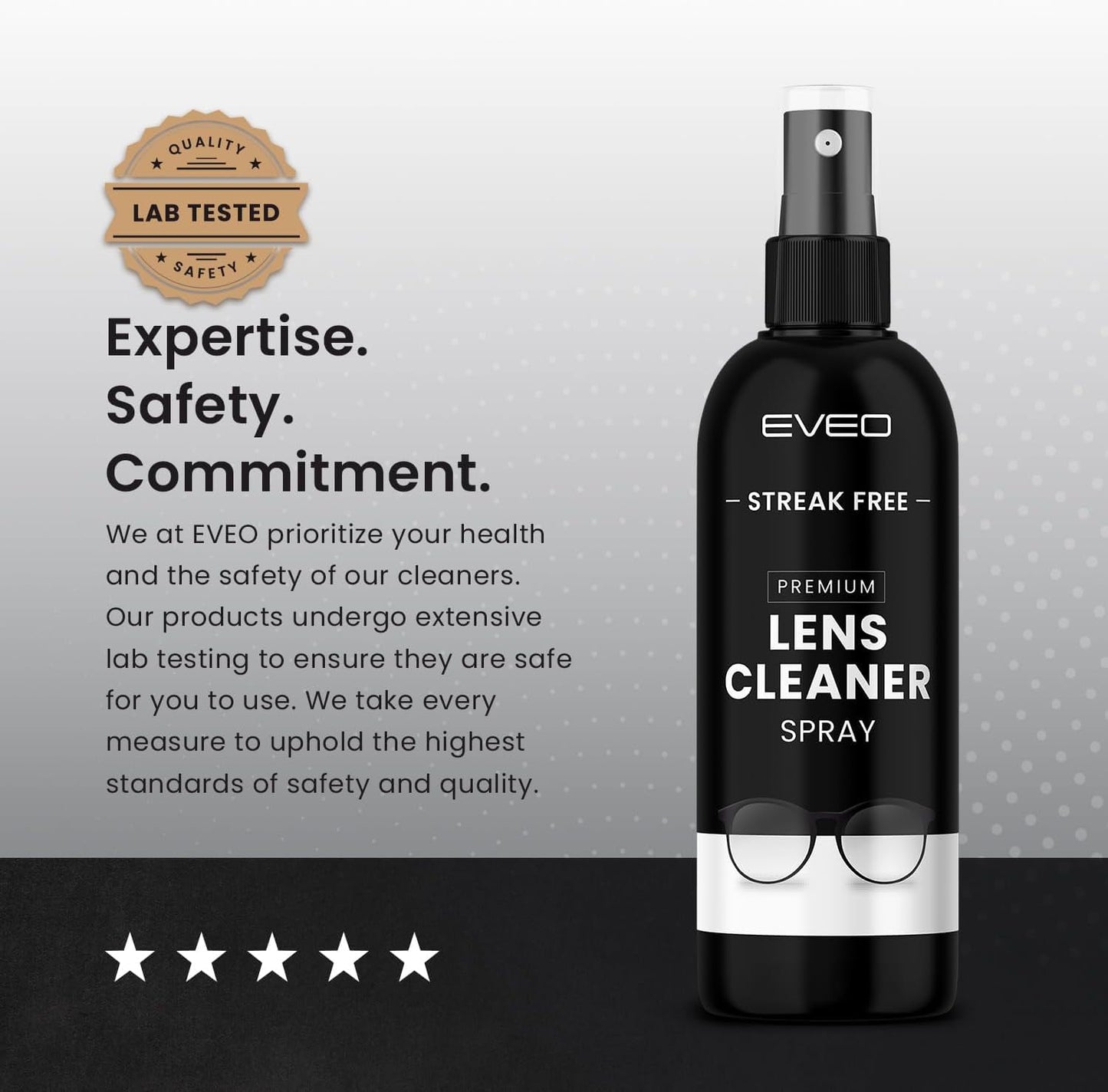 EVEO Eyeglass Cleaner Spray Kit โ No-Streak Glasses Cleaner + Microfiber Cloth (2 Pack)