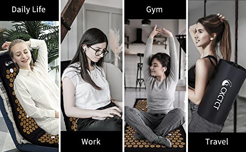 Extra Long Yoga Acupressure Mat Set โ Large Magnetic Mat & Pillow (Gold)