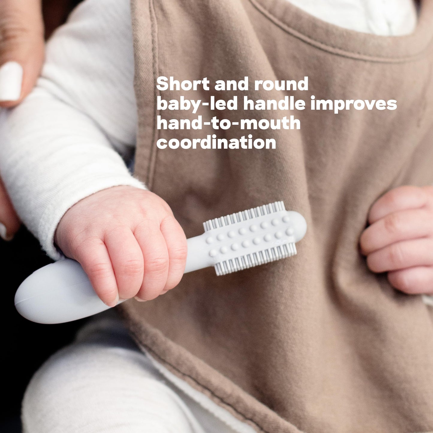 ezpz Baby-Led Toothbrush (Sage) โ 3+ Months | 100% Silicone with Sensory Bumps