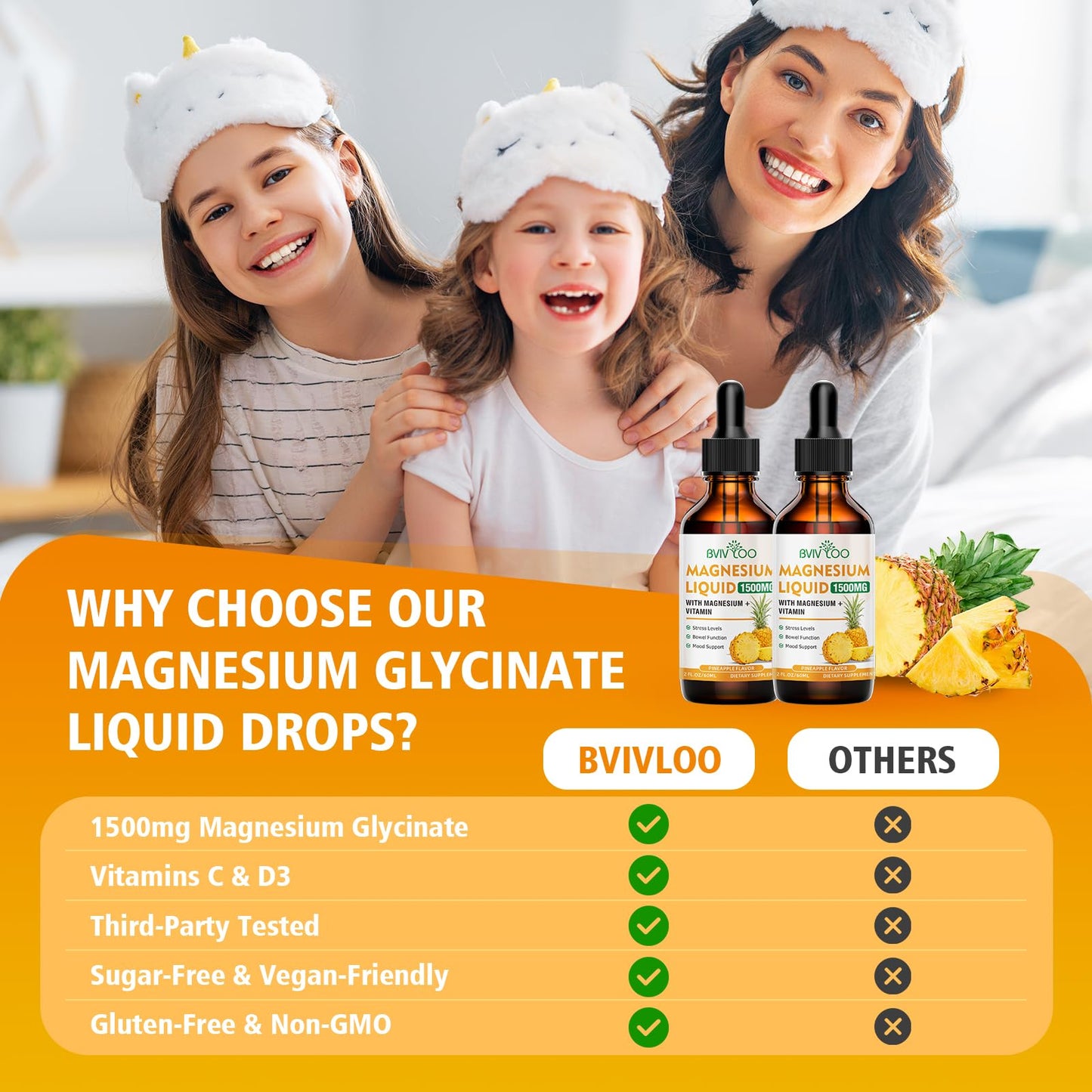 Magnesium Glycinate Liquid Drops β High Absorption, Pineapple Flavor, 2 oz