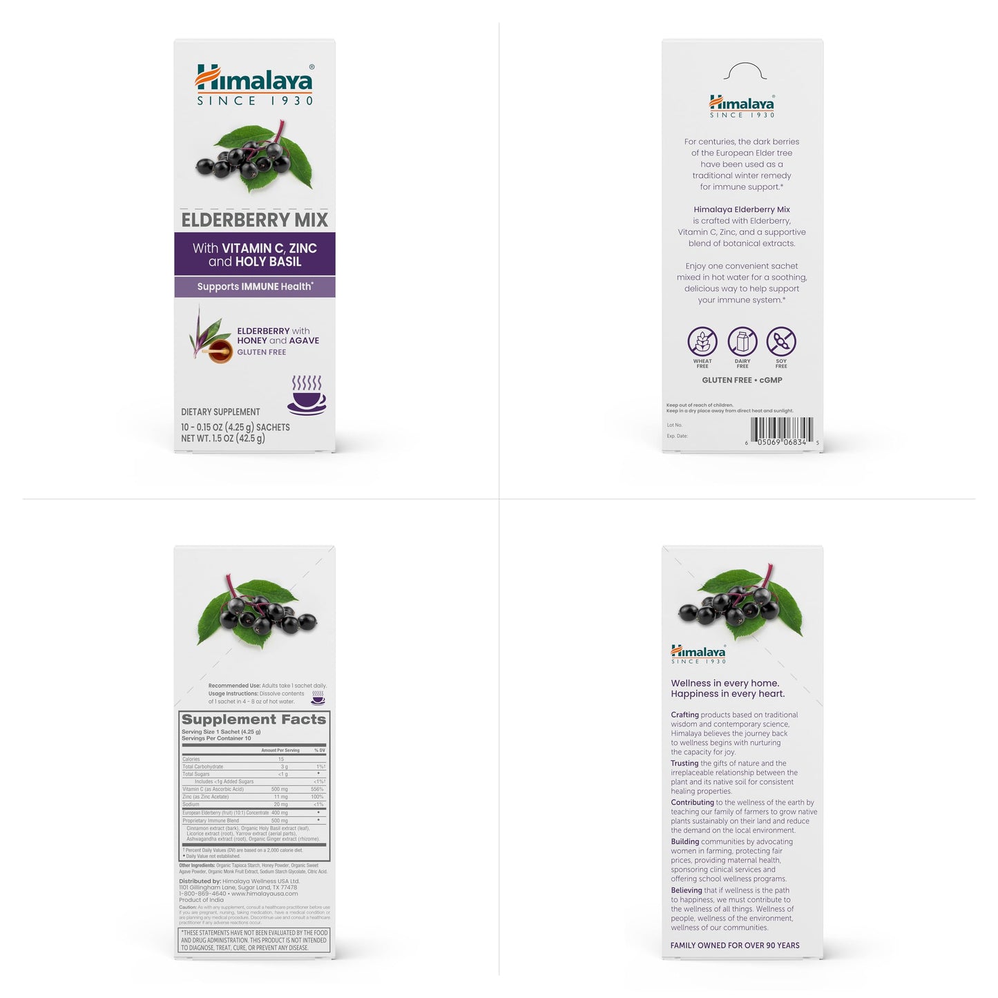 Himalaya Elderberry Mix โ Immune Support Drink Mix with Elderberry, Zinc, Vitamin C & Holy Basil | 10-Pack, Caffeine Free, Gluten Free