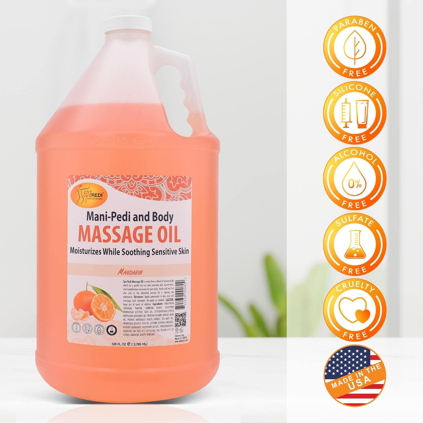 SPA REDI Mandarin Scented Massage Oil 128 Oz โ Full Body Massage