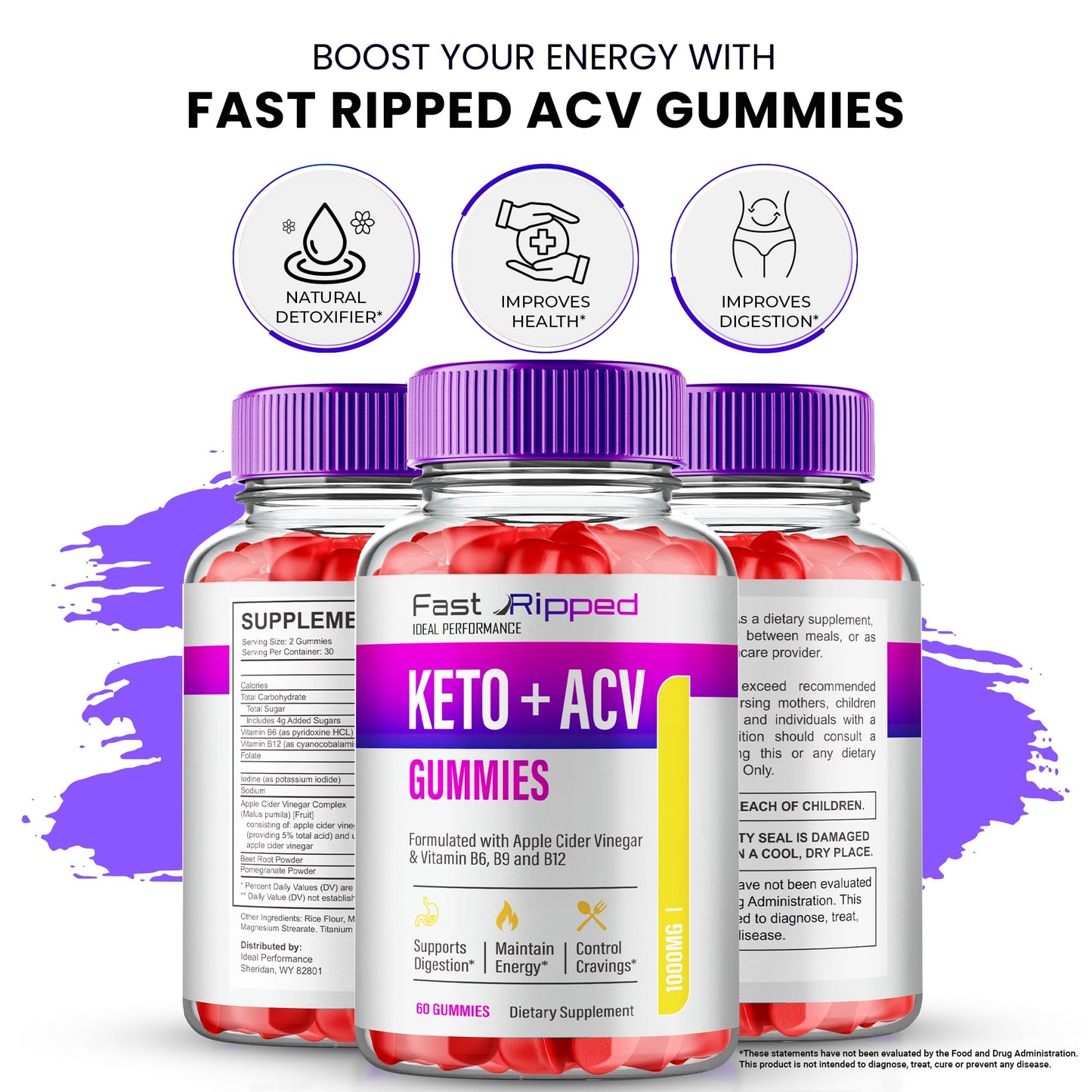 Fast Ripped Keto ACV Gummies 1000MG โ Maximum Strength Keto + ACV Gummies