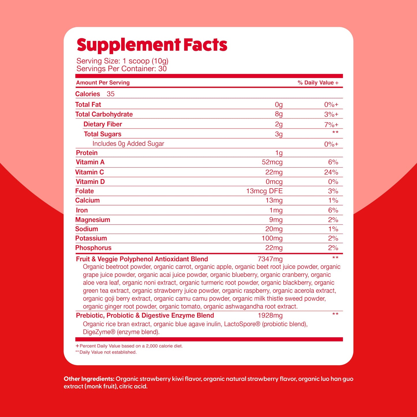 Feel Great Organic Superfood Reds Powder β Beet Root & Digestive Support