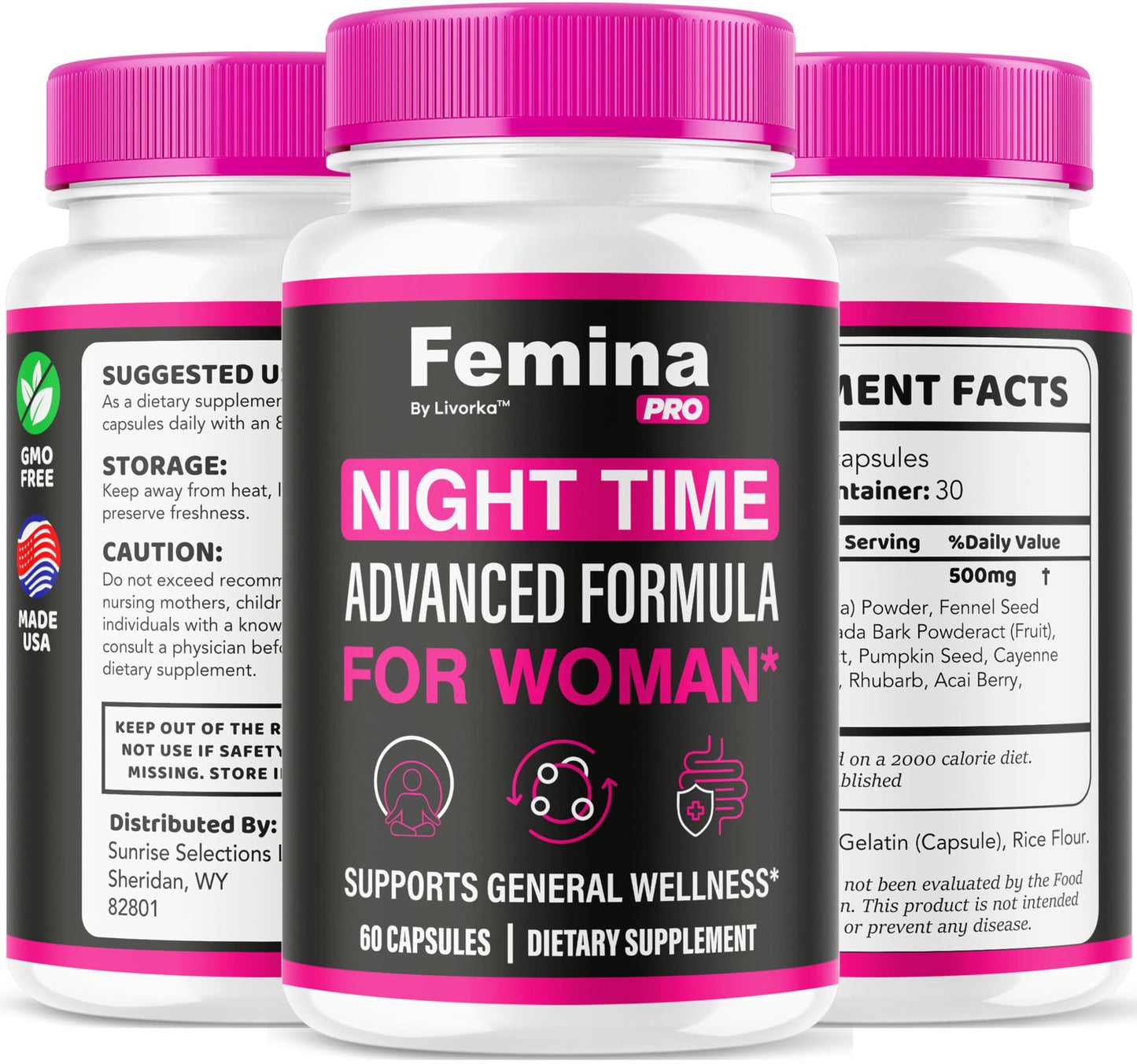 FeminaPro Nighttime Advanced Formula โ Night Time Support for Women, 120 Capsules