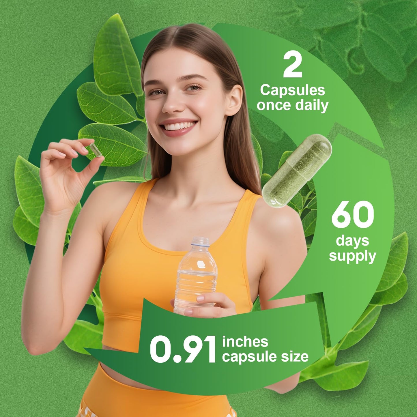 Femmetra Moringa Turmeric Capsules โ 10-in-1 Moringa Leaf Complex | Energy & Digestive Support | 60 Day Supply