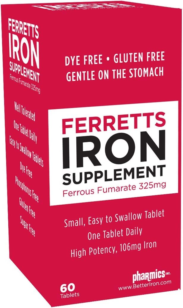 Ferretts Iron Supplement Tablets โ 325 mg Iron, 3-Pack (Gluten Free)