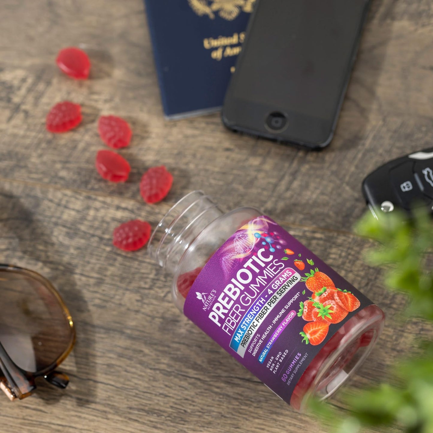 Fiber Gummies for Adults โ 4g Daily Fiber, Prebiotic Digestive Health (Plant-Based, Non-GMO) โ 60 Gummies