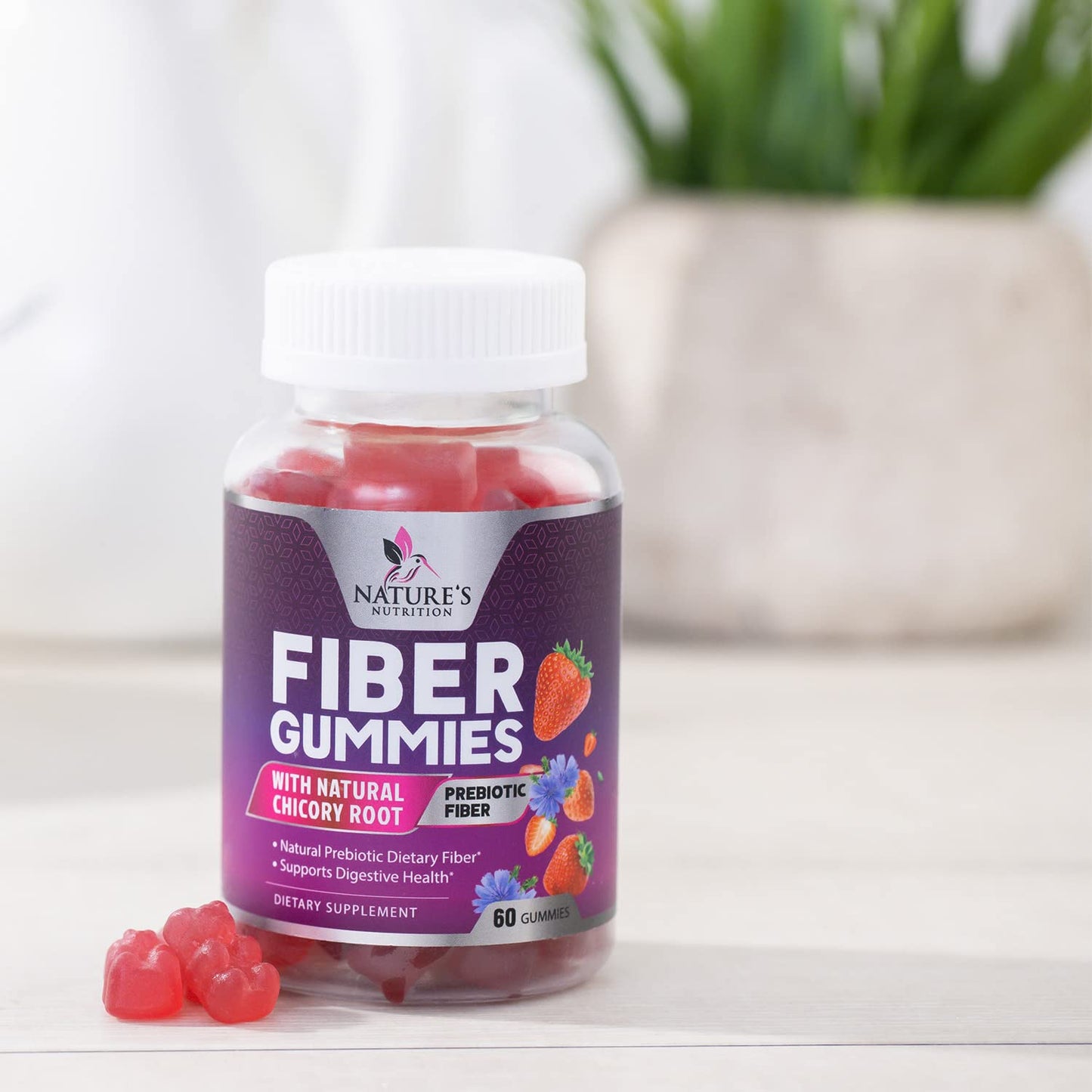 Fiber Gummies for Adults 4g โ Prebiotic Plant-Based Fiber Gummy
