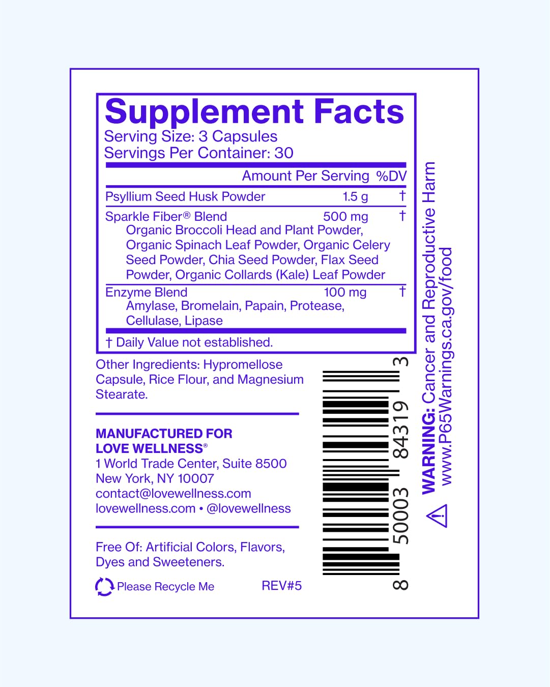 Love Wellness Sparkle Fiber โ Digestive Enzymes & Fiber Supplement (90 Count)