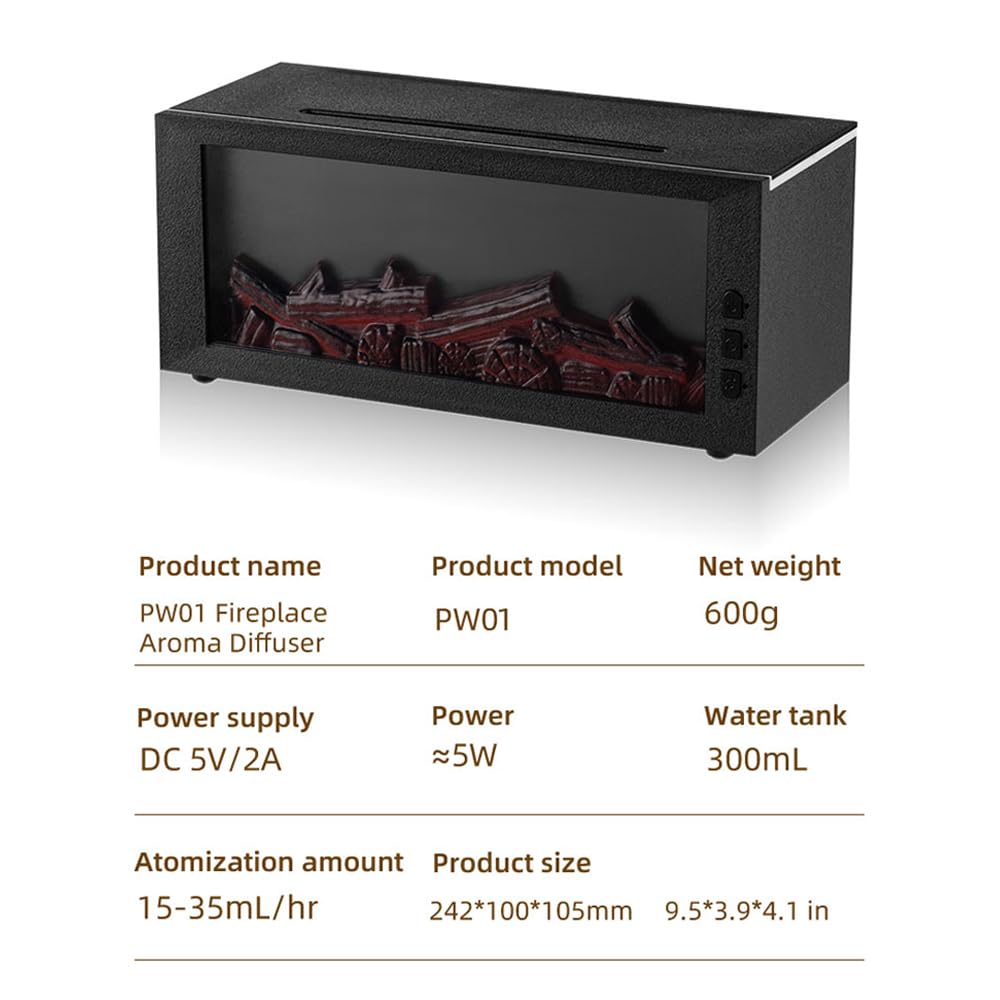 Fireplace Flame Diffuser & Humidifier โ 4-in-1 Ultrasonic Aroma Mist with Remote and 7-Color LED Flame
