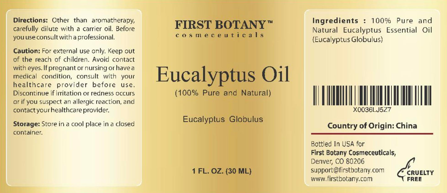 First Botany 100% Pure Eucalyptus Oil โ Therapeutic Grade Essential Oil, 1 fl oz