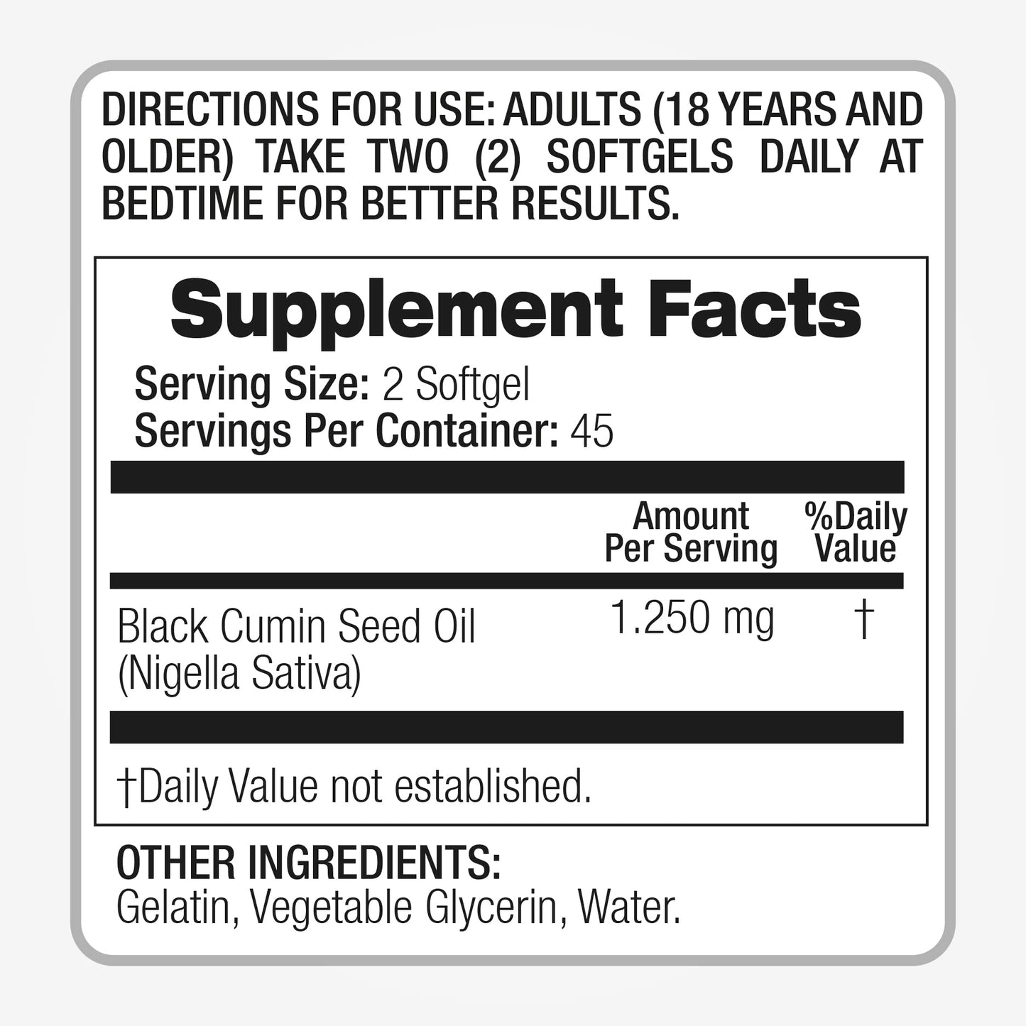 Fito Medic Black Seed Oil 1250 mg Softgels โ Organic Cold Pressed, Ultra High Absorption