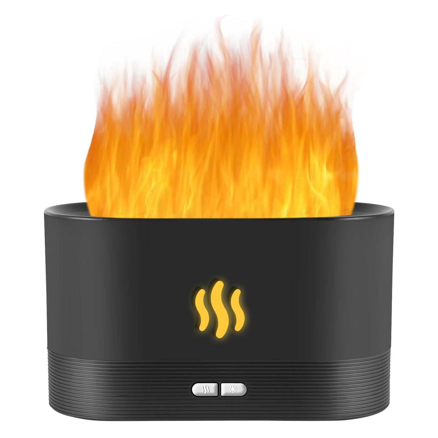 Flame Diffuser Humidifier with Auto Off โ 180ml Essential Oil Diffuser (Black) | 2 Modes & Fire Flame Effect
