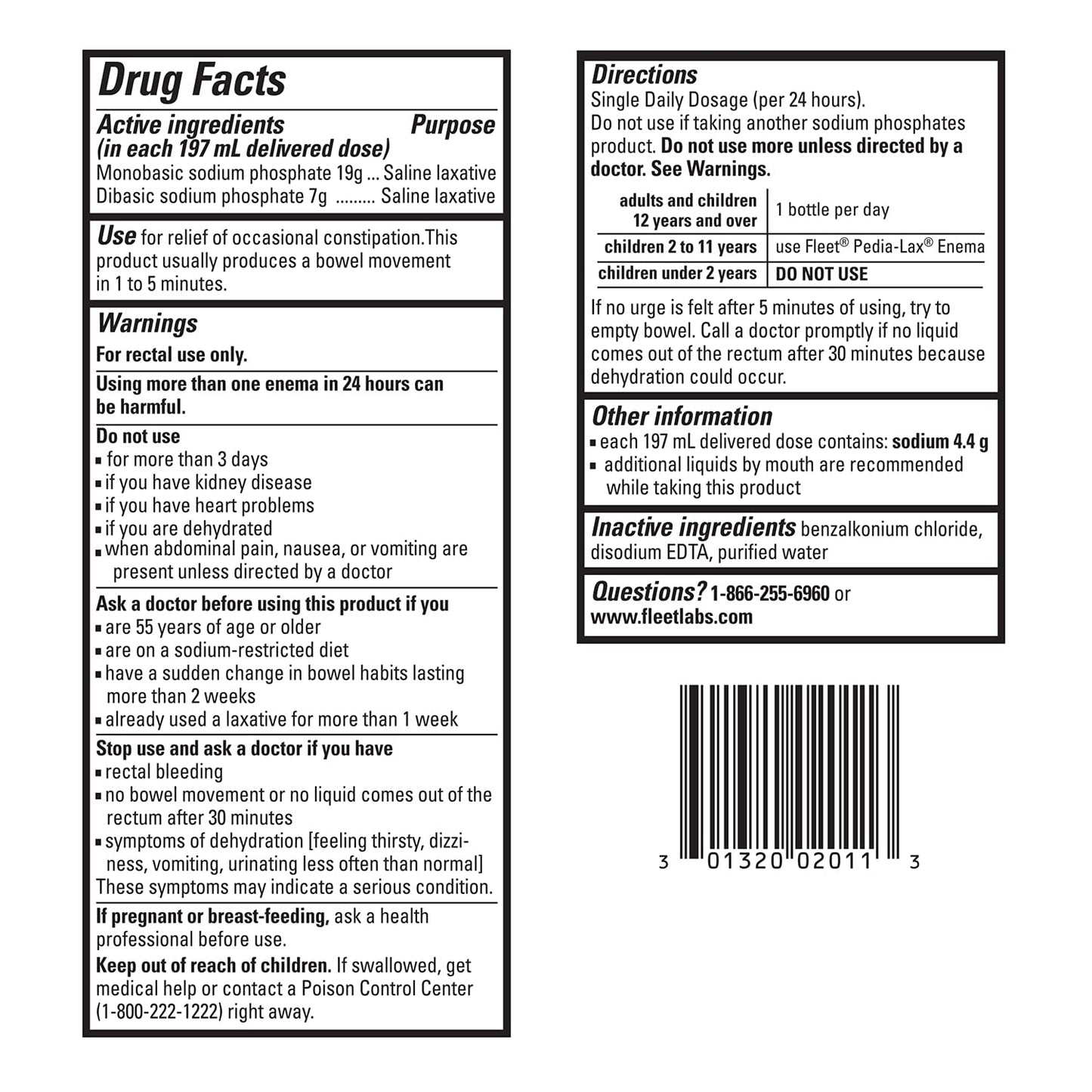 Fleet Laxative Saline Enema, 7.8 Fl Oz โ Pack of 6 | Gentle, Quick Relief