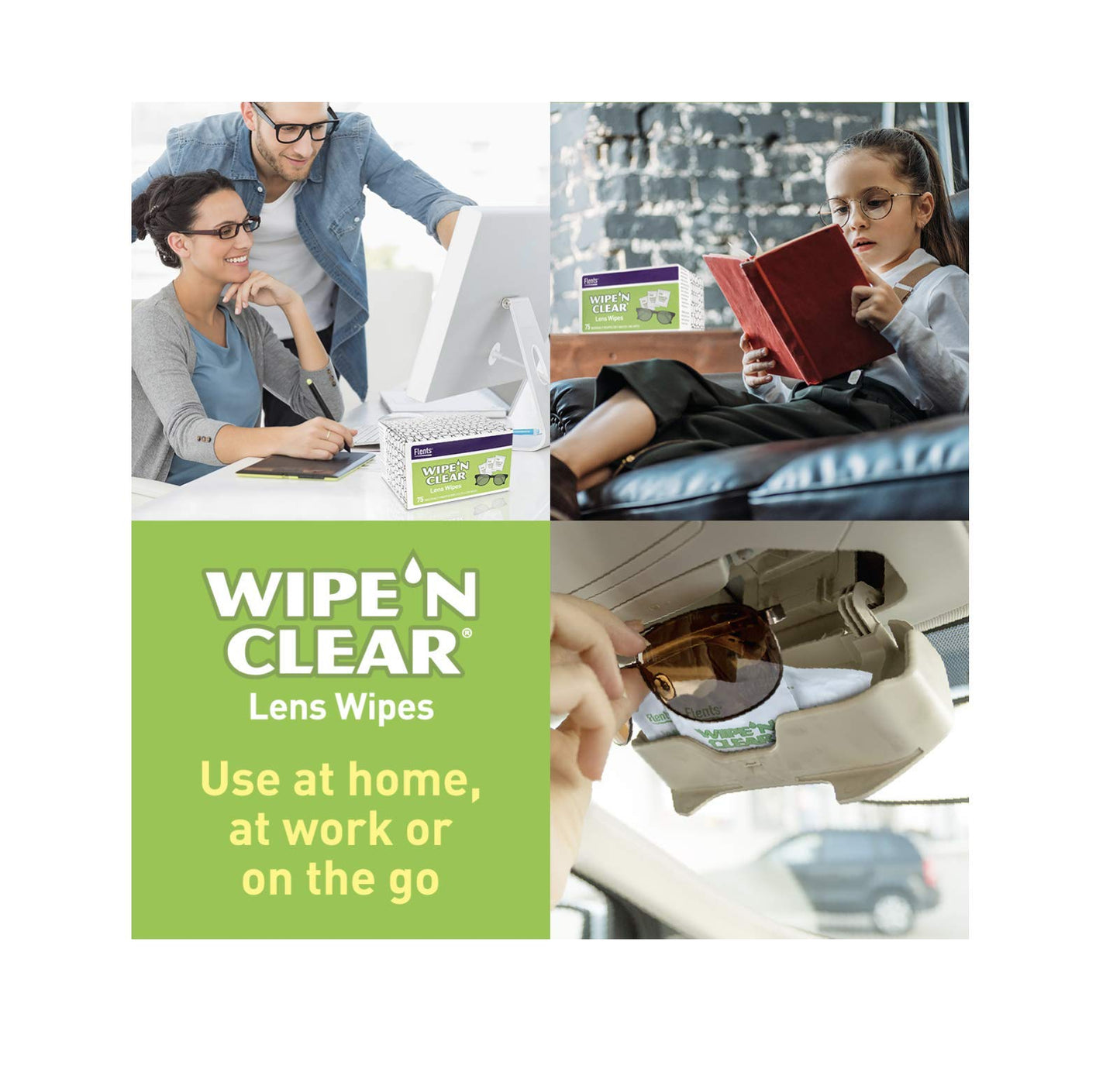 Flents Wipe N Clear Lens Wipes 225ct โ 3 Boxes (75 Each) Anti-Streak