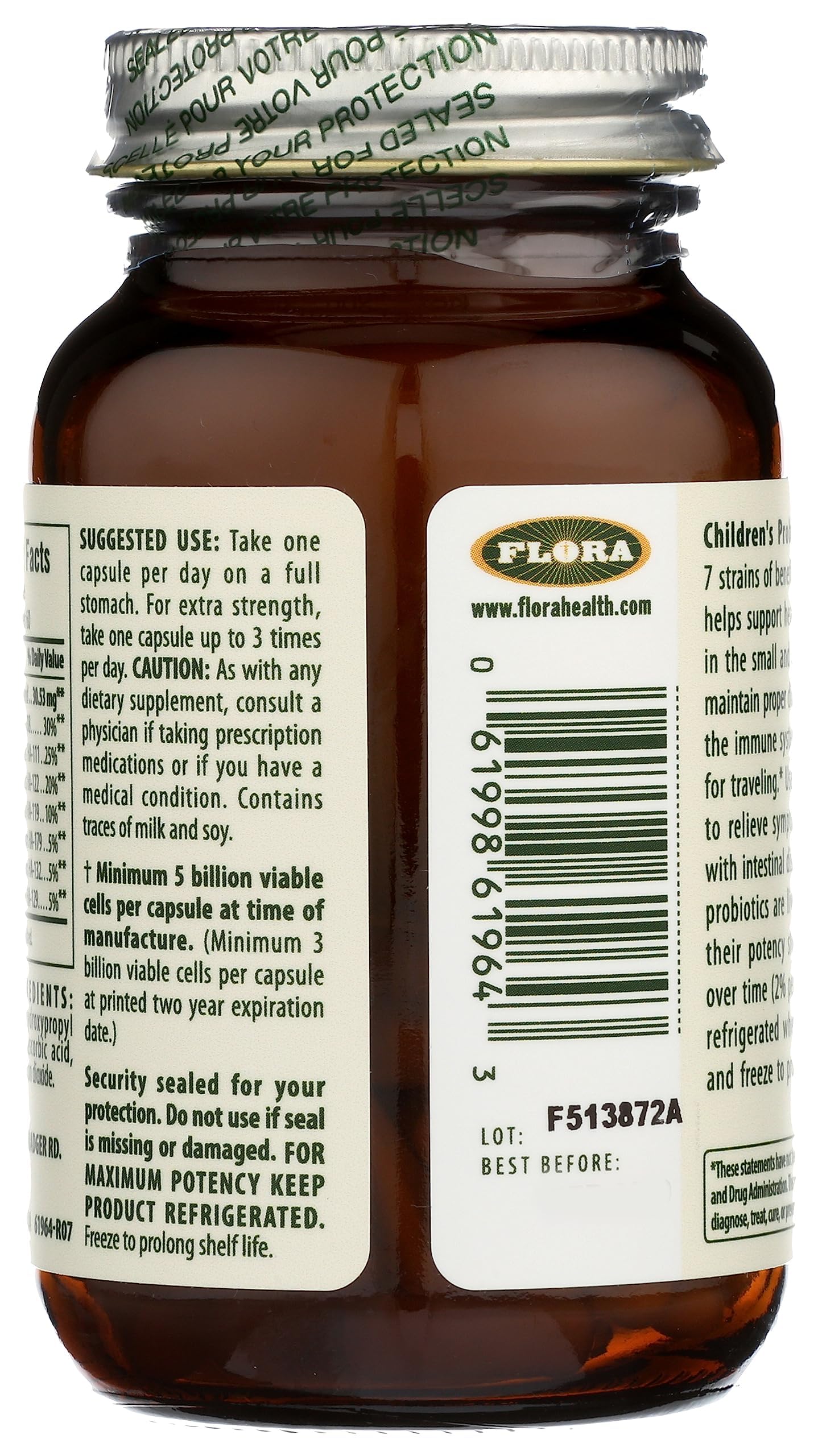 Flora Udo's Choice Children's Probiotic - 7 Strains, 5B CFU, Ages 5-15, 60 Capsules