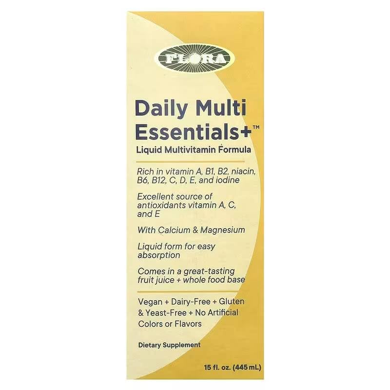 Flora Daily Multi Essentials+ Liquid Multivitamin โ 13 Vitamins & Minerals, 15 fl oz