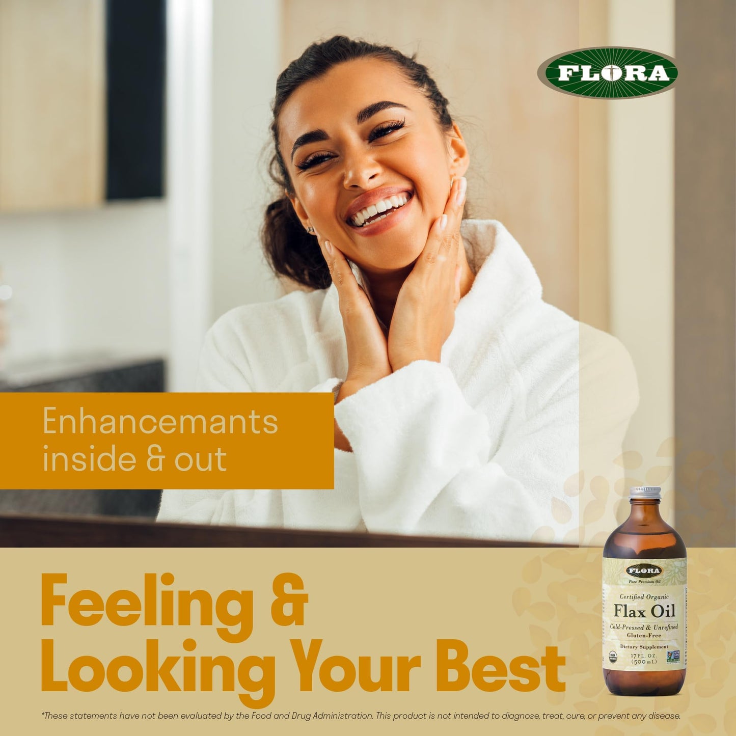 Flora Flax Oil β Cold-Pressed, Organic, Non-GMO, 32 oz Amber Bottle