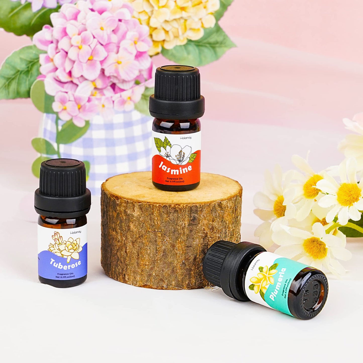 Floral Essential Oils Set โ Holamay Premium Fragrance Oils for Candle Making (5ml x10) โ Rose, Jasmine, Neroli, Gardenia, Lilac & More
