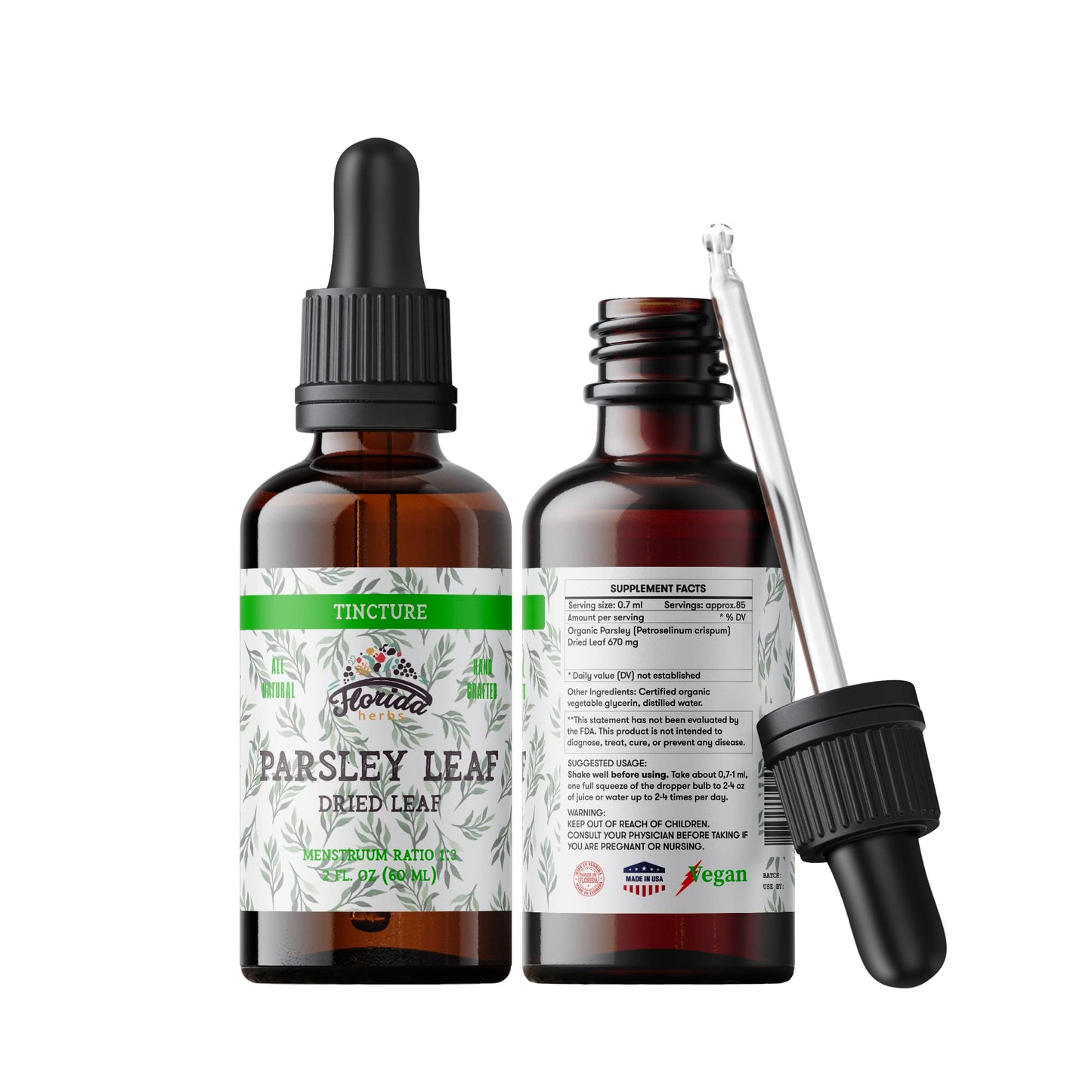 Florida Herbs Parsley Leaf Tincture โ Alcohol-Free, Organic Parsley (2 oz)