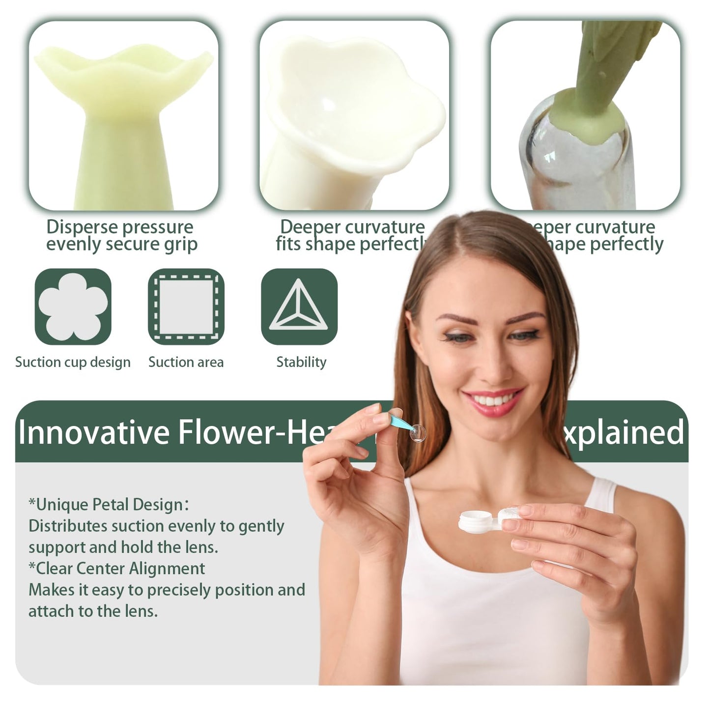 4 Pack Flower-Shaped Contact Lens Remover with Storage Box โ Hard/RGP Lenses