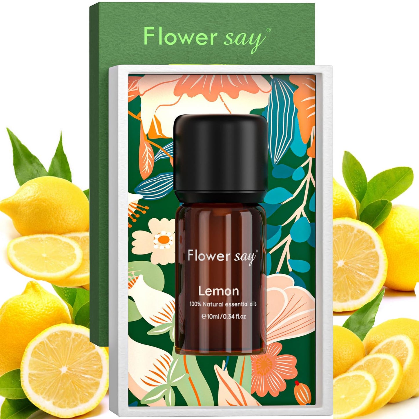 FLOWERSAY Lemon Essential Oil 0.34oz - Pure Therapeutic Grade for Diffuser & Skin Care