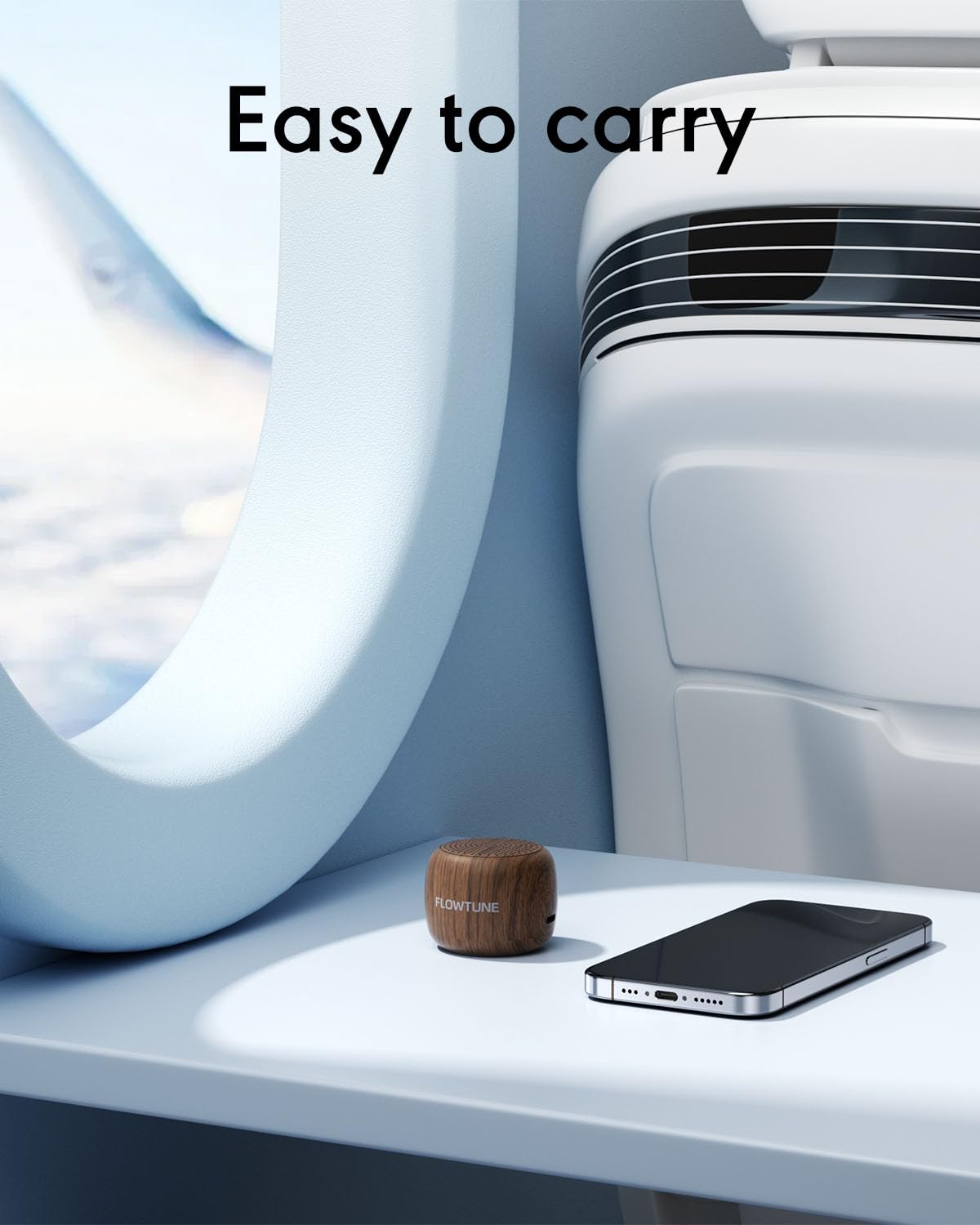 Flowtune Mini Portable White Noise Machine โ 18 Sleep Sounds, 6H Timer, Wood Grain