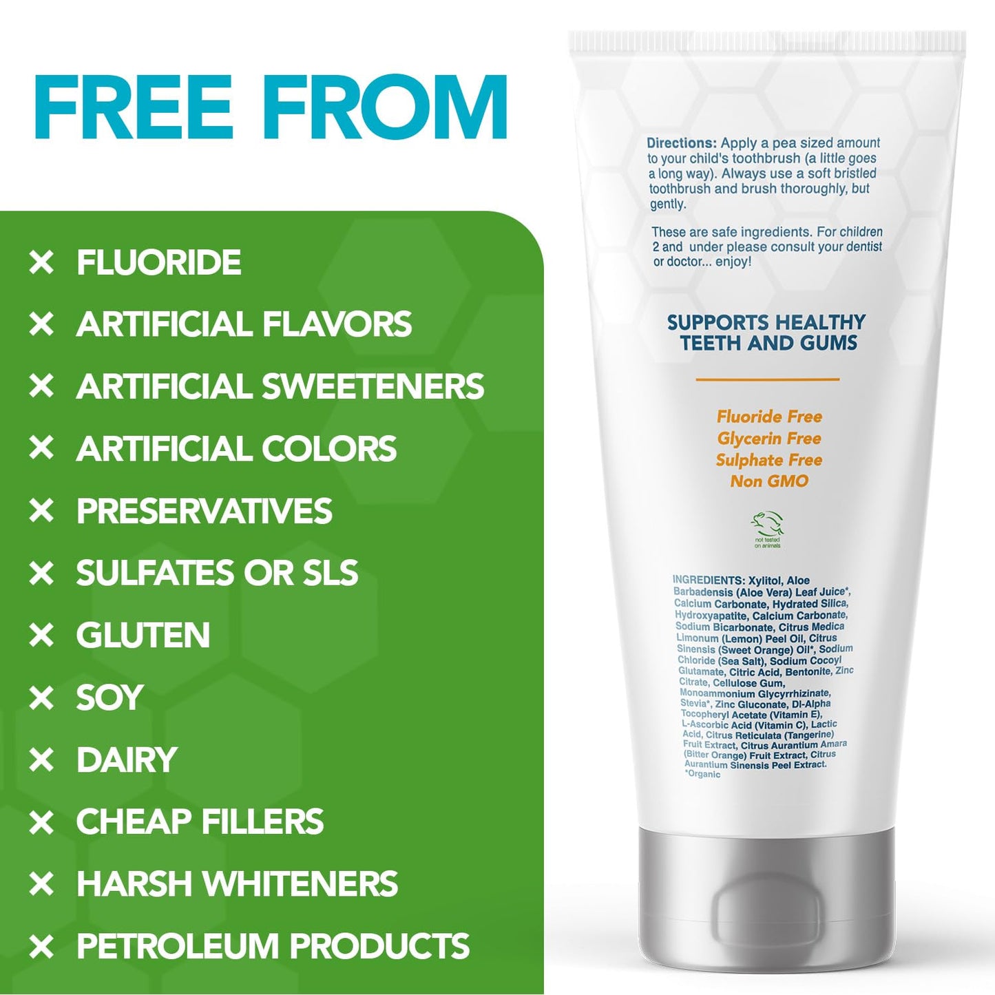 Kids No Fluoride Toothpaste β Non-Toxic Nano Hydroxyapatite with Xylitol (Safe to Swallow, Orange Flavor)