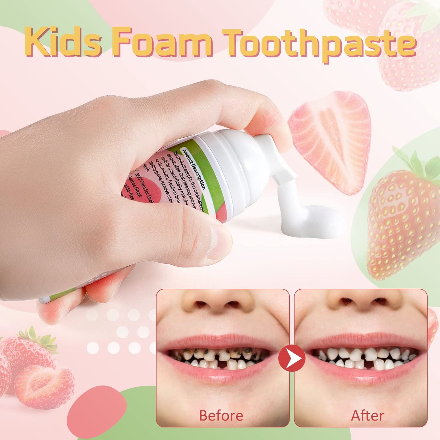 Kids Foam Toothpaste 2-Pack for U-Shaped Electric Toothbrushes โ Strawberry & Watermelon