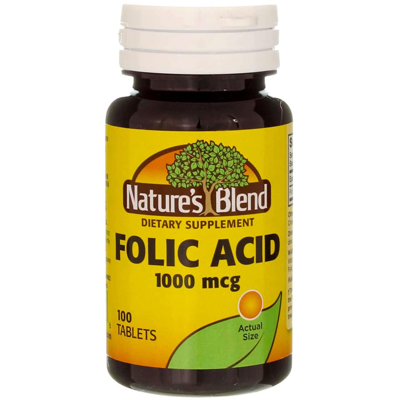 Folic Acid 1000 mcg โ Nature's Blend | 100 Tablets | Gluten Free