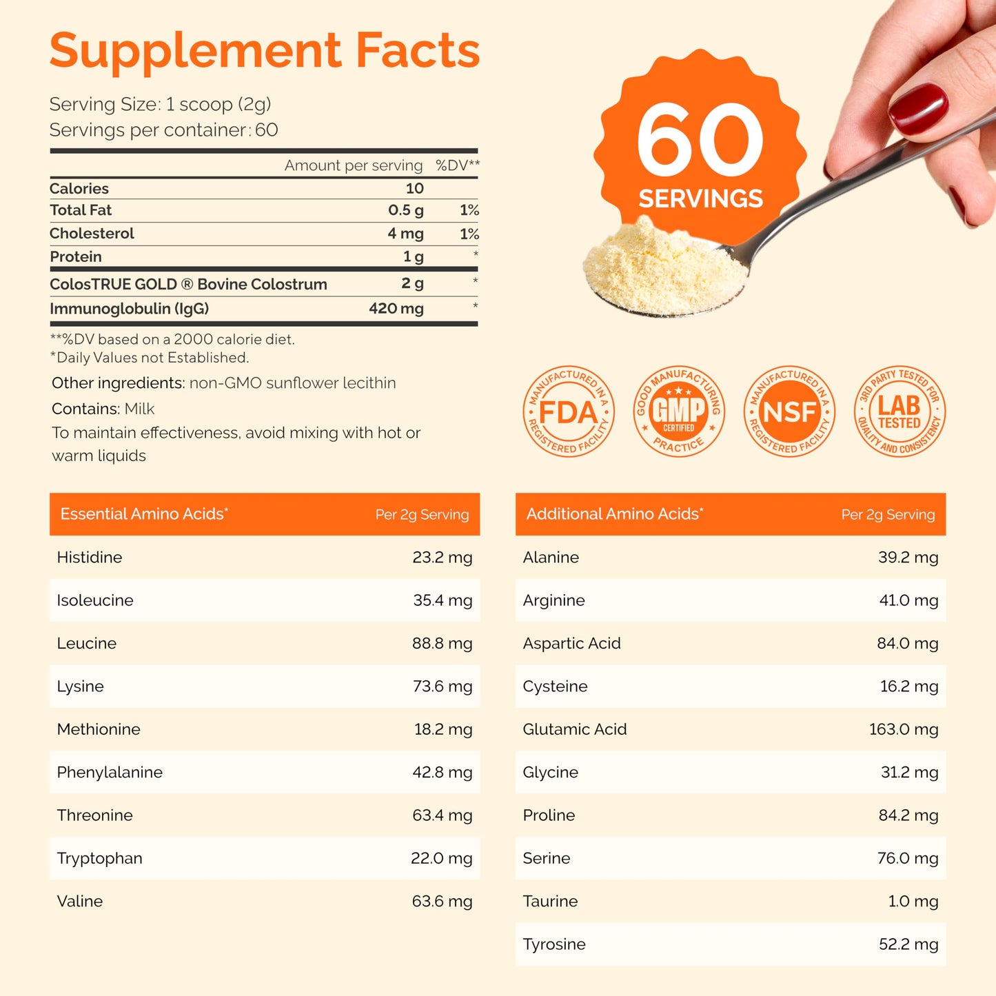 Folqs Bovine Colostrum Powder โ First-Day Milking for Immune & Gut Support, 60 Servings, Made in USA