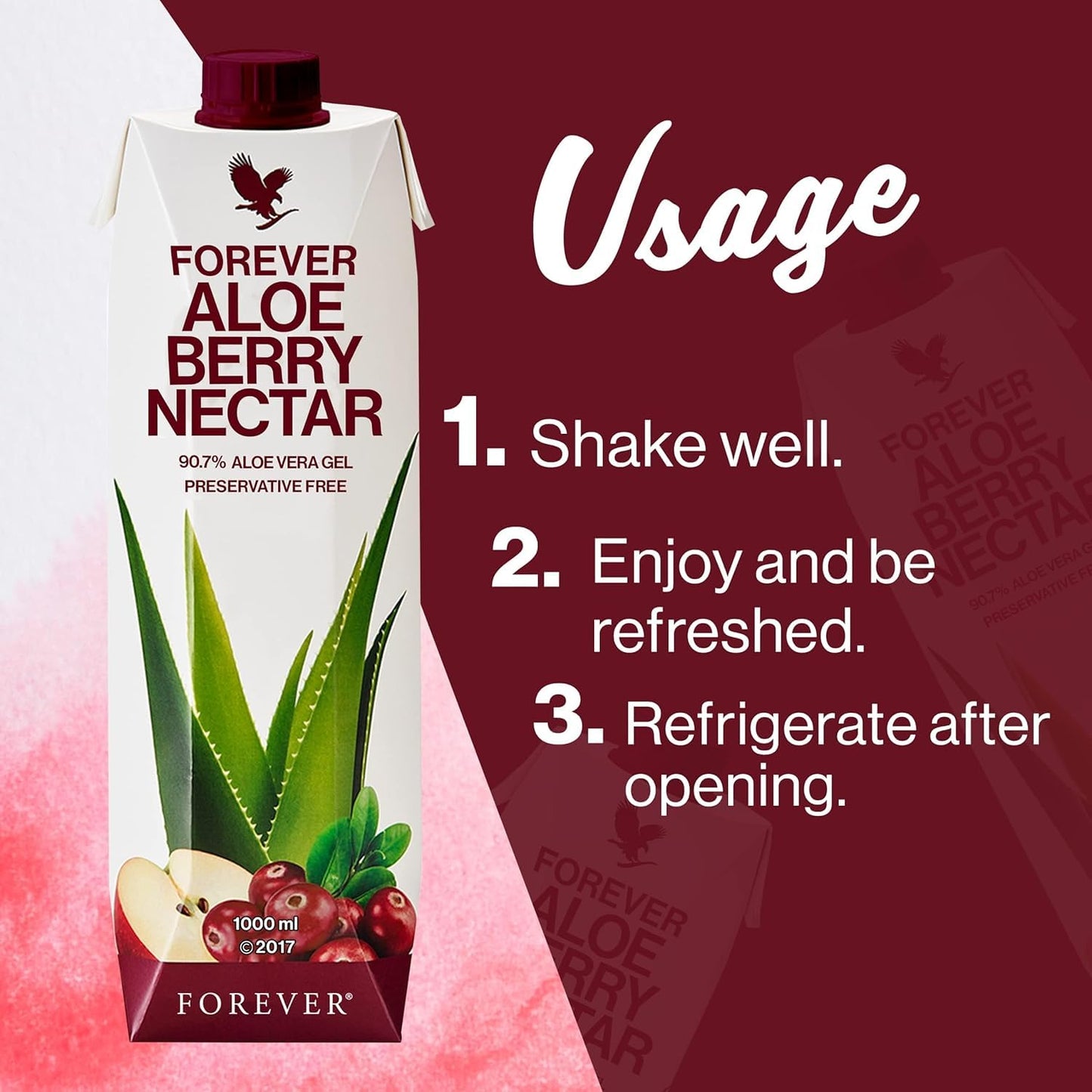 Forever Living Aloe Berry Nectar 1L β 90.7% Pure Aloe Vera, Cranberries & Apples | No Preservatives