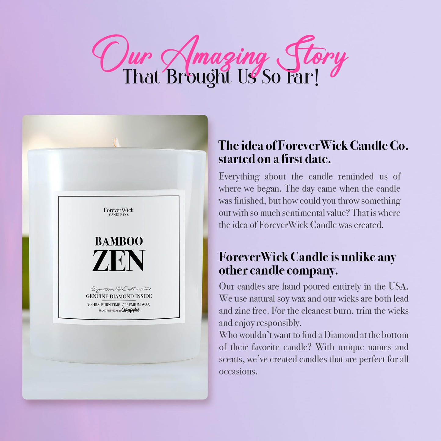 Foreverwick Bamboo Zen Candle โ Diamond Gift, Aromatherapy, 70 Hours