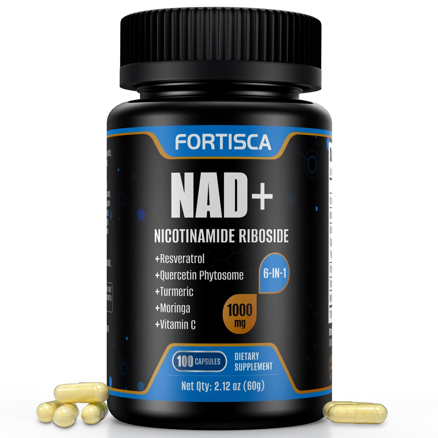 FORTISCA NAD+ 1000mg Liposomal NAD+ with Resveratrol โ 100 Caps