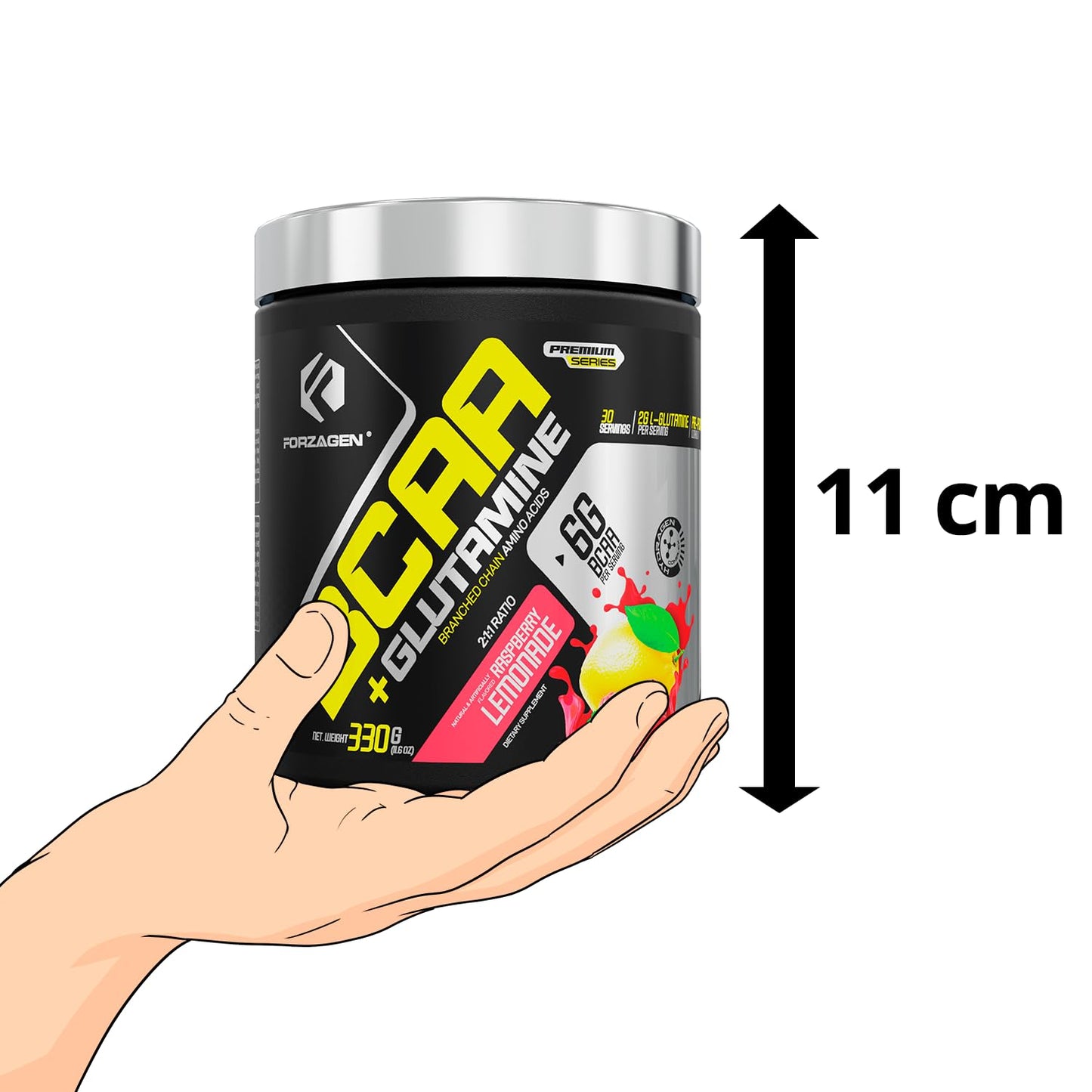 Forzagen BCAAs Amino Acids Powder with Glutamine โ BCAA Supplements for Lean Energy, Pre & Post Workout Recovery | 30 Servings