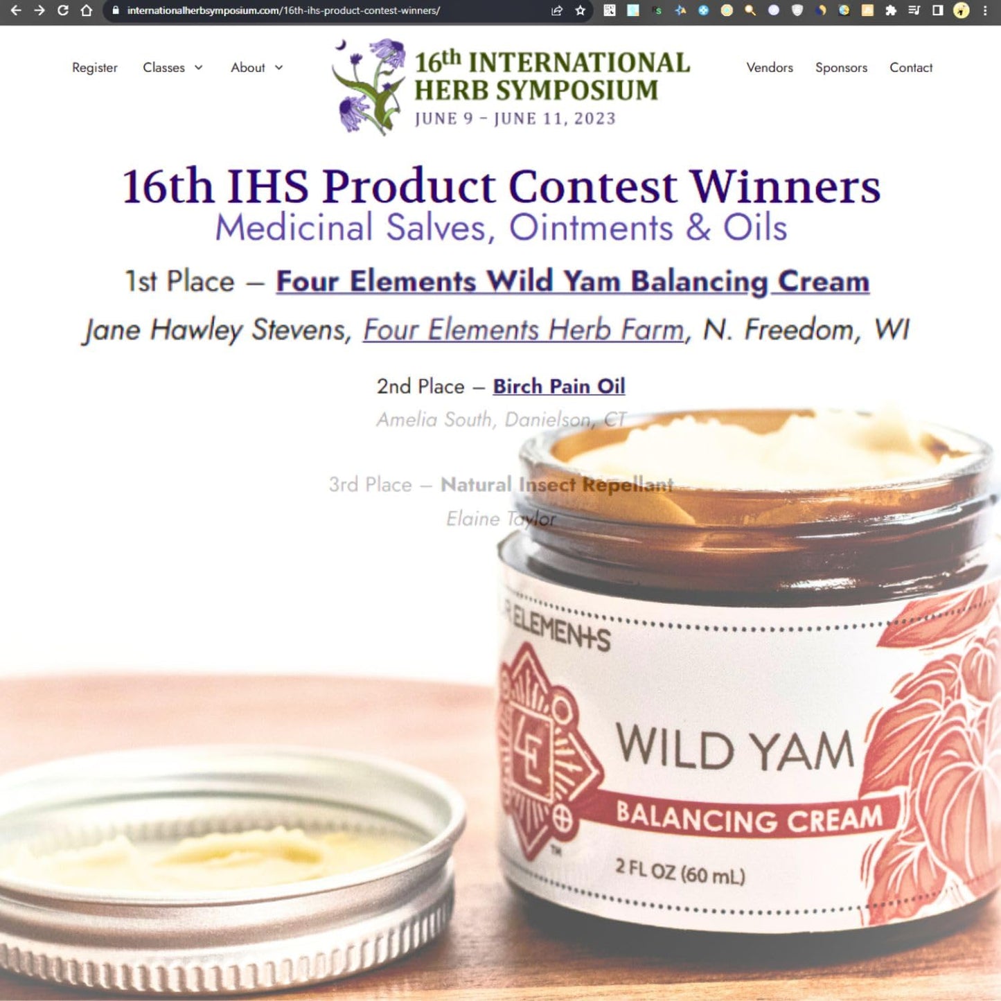 Four Elements 4E Wild Yam Balancing Cream 2 OZ β Award-Winning USA Made