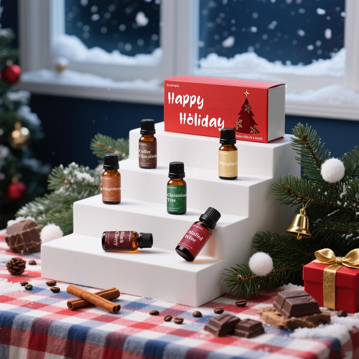 Fragrance Oil Holiday Set (6x10ml) โ Aromtopia Diffuser, Candle & Soap Scents