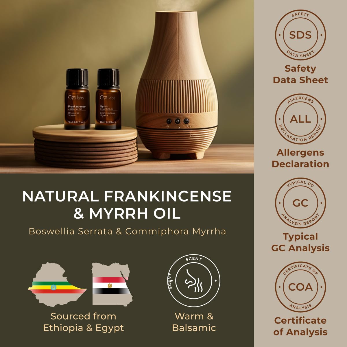 Gya Labs Frankincense & Myrrh Essential Oil Duo - 0.34 Fl oz x 2