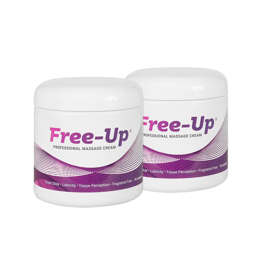 Free-Up Professional Massage Cream ā Fragrance-Free, Slow Absorption, Great Glide ⢠16 oz Jar, 2-Pack