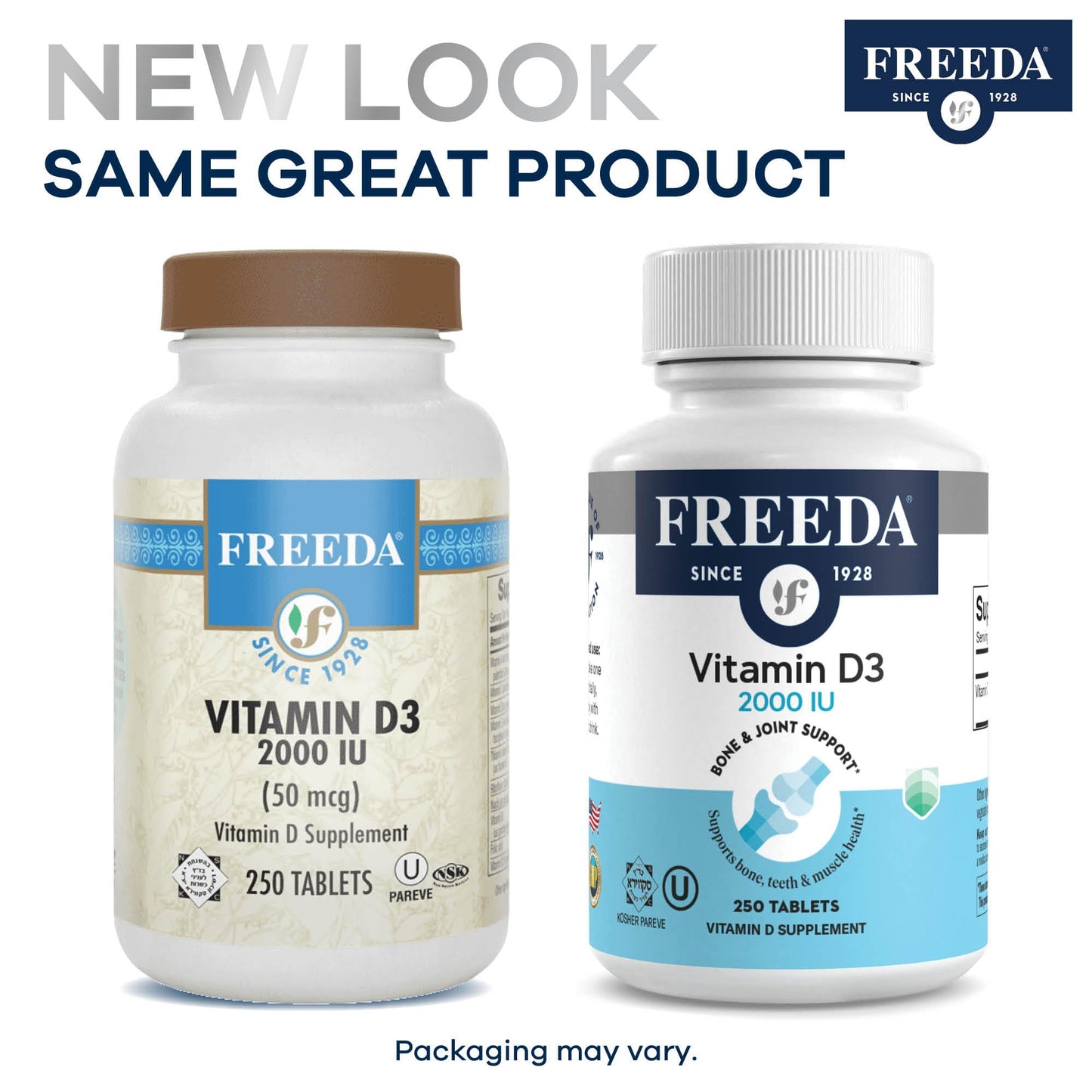 FREEDA Vitamin D3-2000 IU โ High-Potency Vitamin D for Bone Strength & Immune Support โ Easy-to-Swallow Tablets โ 250 Tiny Tablets