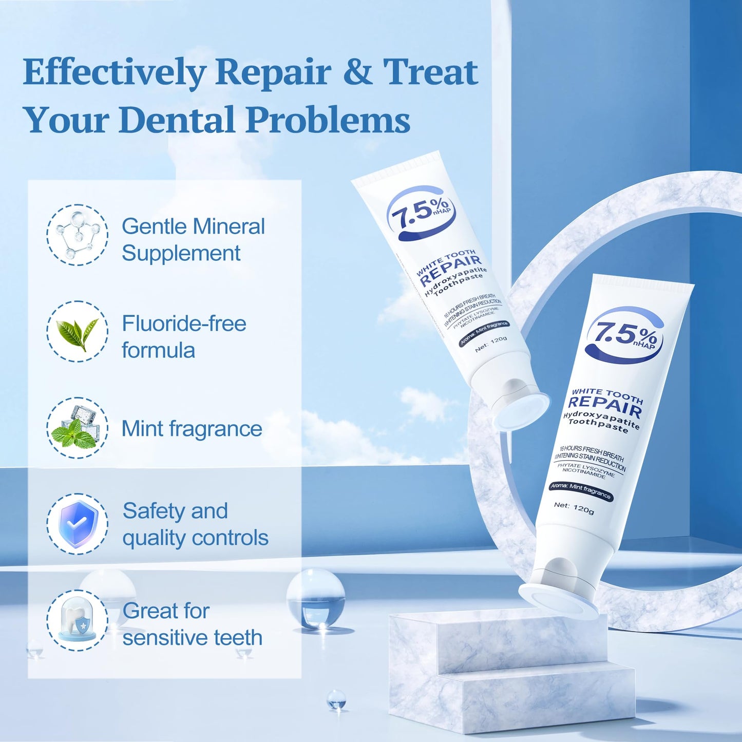 Hydroxyapatite Toothpaste 2-Pack โ Enamel Protection & Whitening