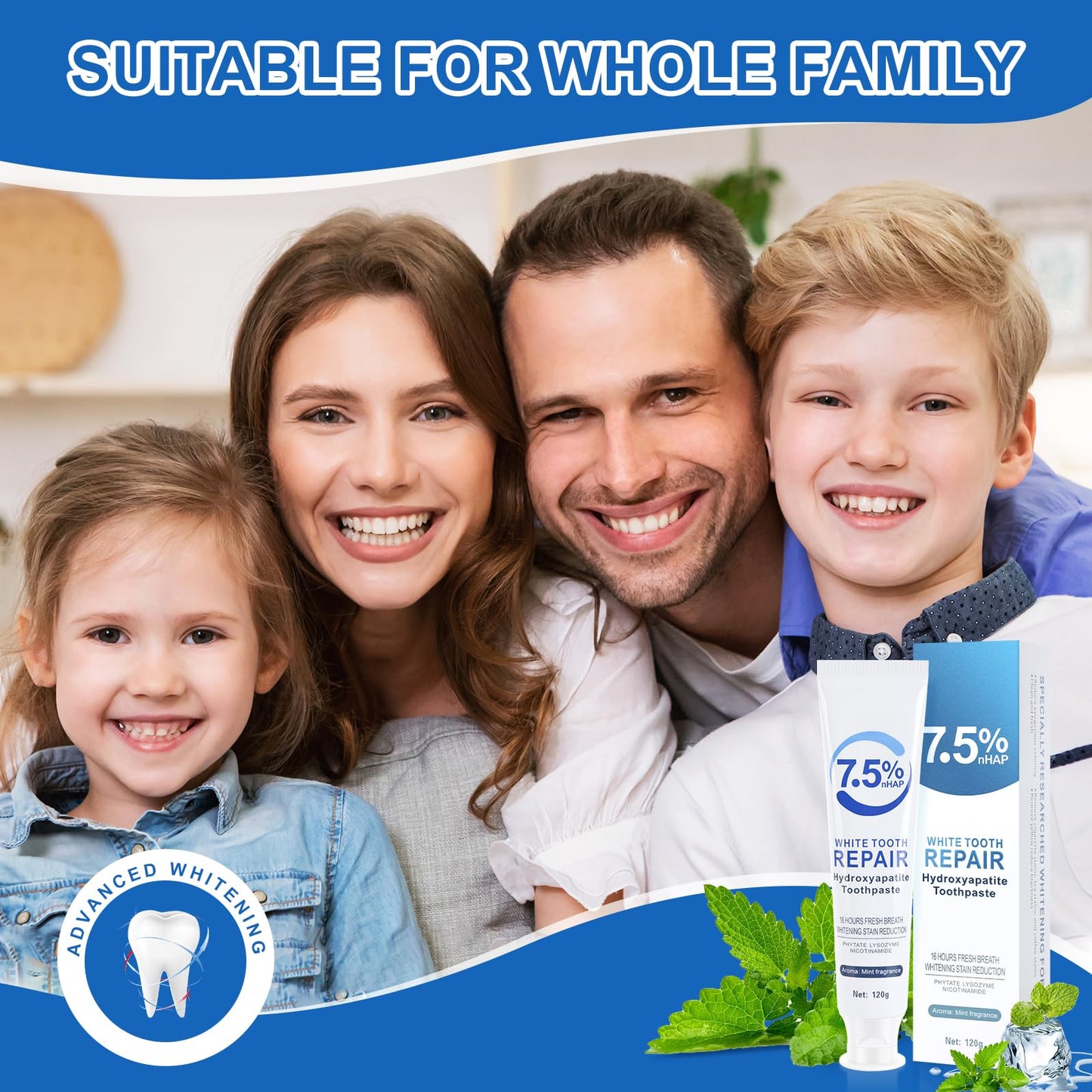 Hydroxyapatite Toothpaste 3-Pack β Enamel Repair & Sensitivity Relief (7.5% nHAp)