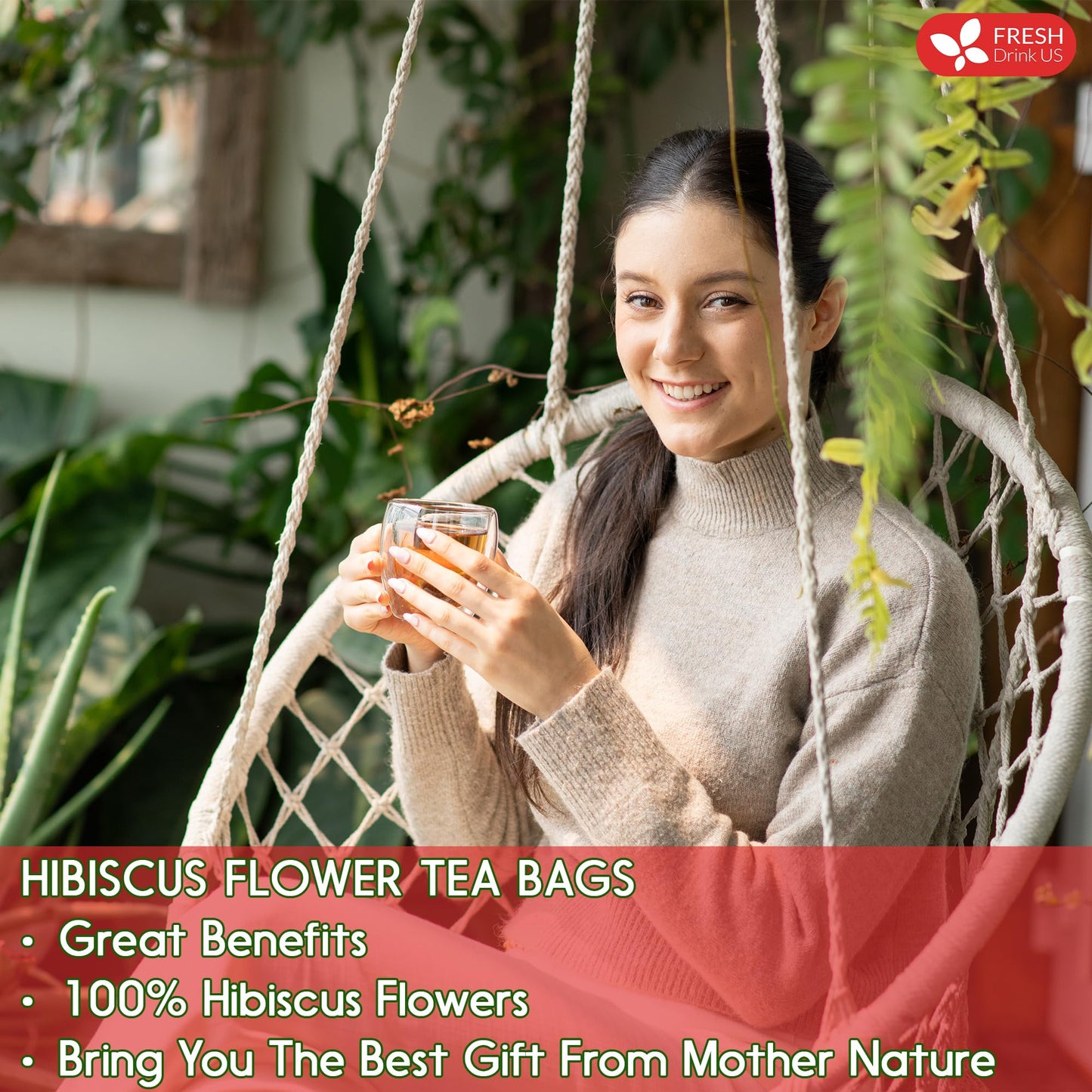FRESHDRINKUS Premium 30 Hibiscus Flower Tea Bags โ 100% Natural & Pure