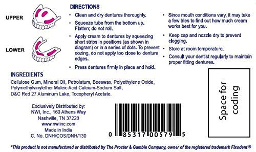 Freshmint .85 oz Denture Adhesive โ Case Pack 144 | Zinc Free