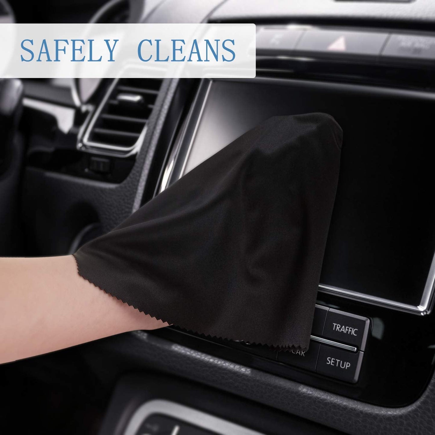 Frienda 12-Pack Large Microfiber Cleaning Cloths โ 12x12 inch for Glasses, Screens & Electronics (Black, White, Gray, Royal Blue)