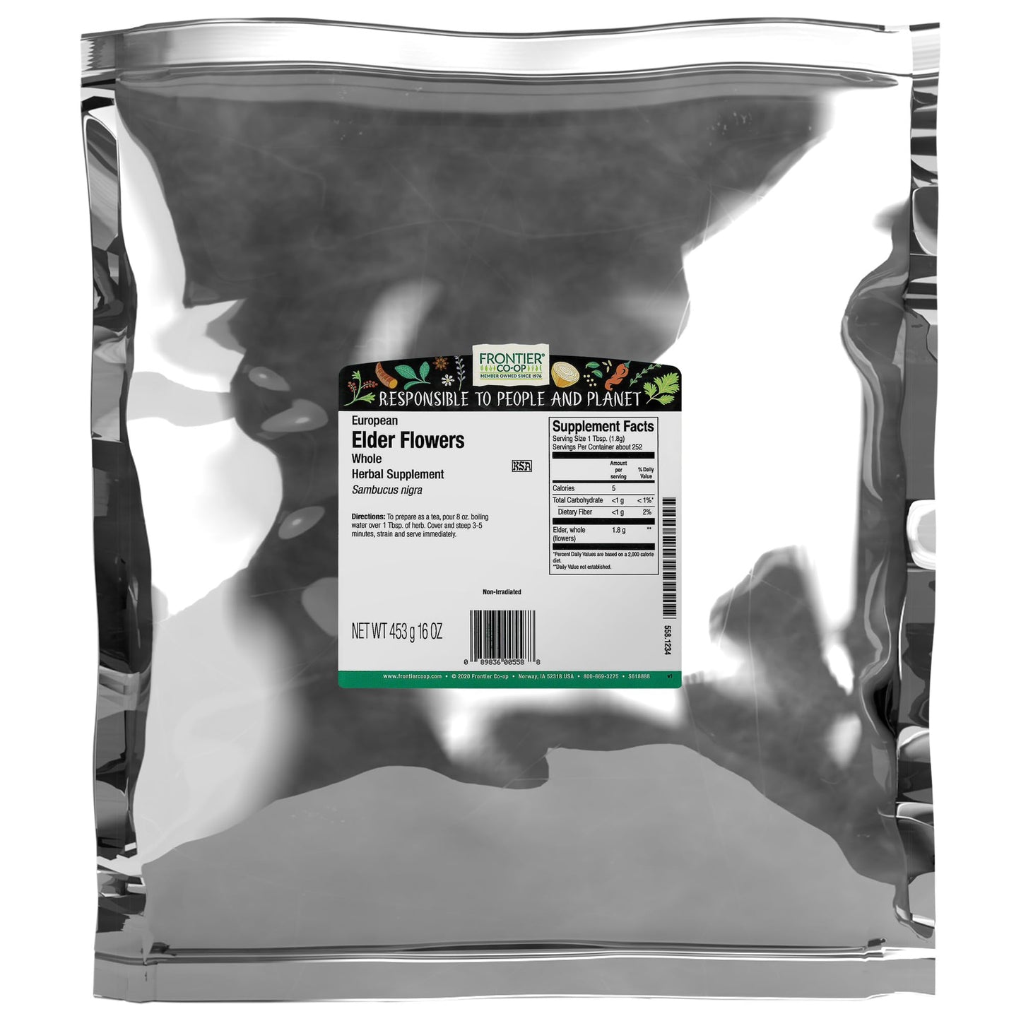 Frontier Co-op Dried Elder Flowers - 1lb Bulk | European Elderflower for Culinary & Herbal Use