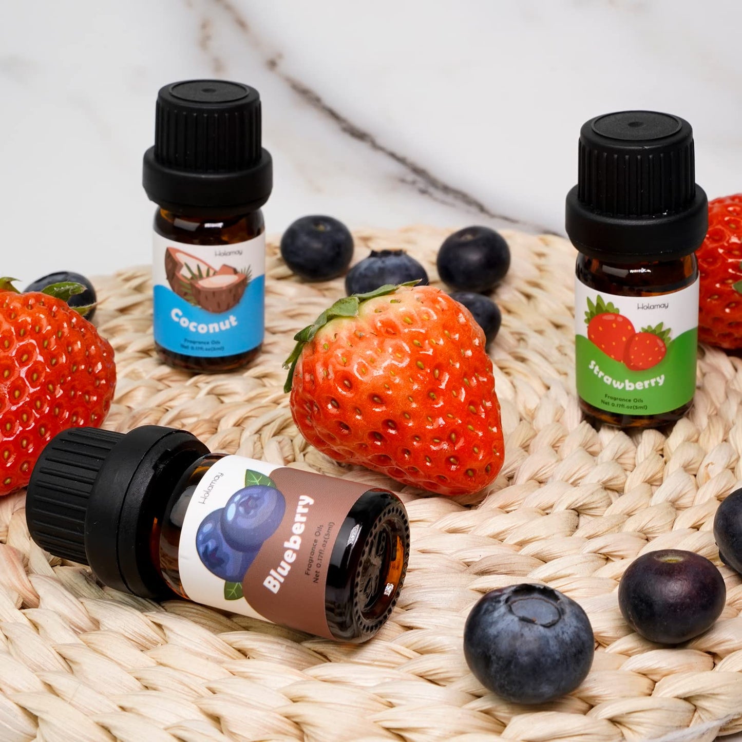 Fruity Fragrance Oils Set for Candle & Soap Making | Holamay Premium 10x5ml โ Coconut, Strawberry, Mango, Pineapple & More