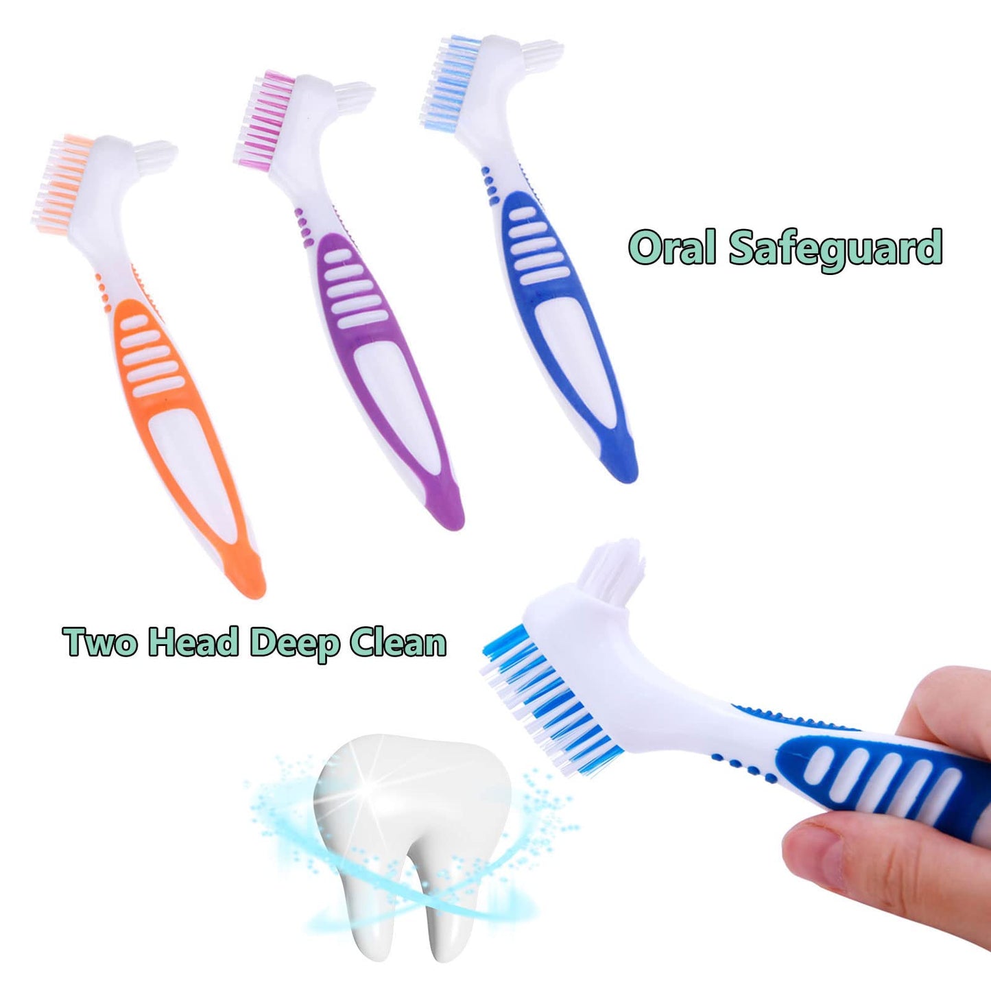 FRUTA 3 Pcs Denture Cleaning Brushes โ Double-Sided, Multi-Layer Bristles (3 Colors)